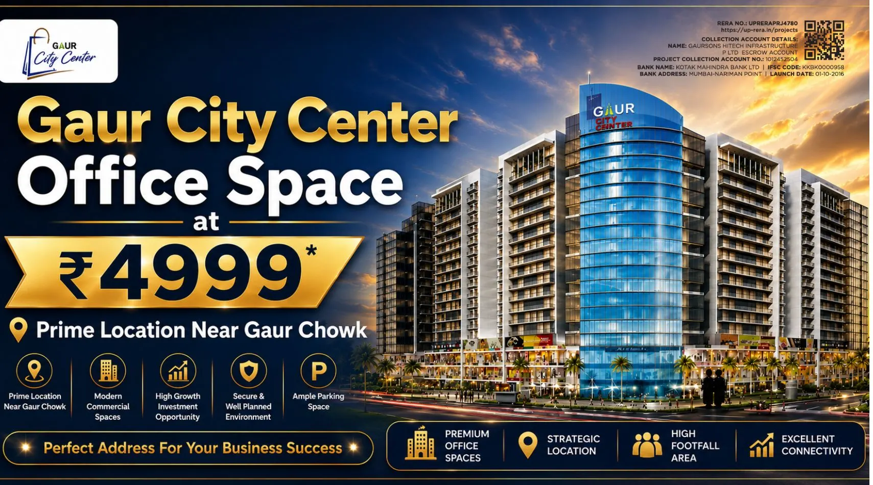 Gaur City Center Office Space at ₹4999* – Prime Location Near Gaur Chowk