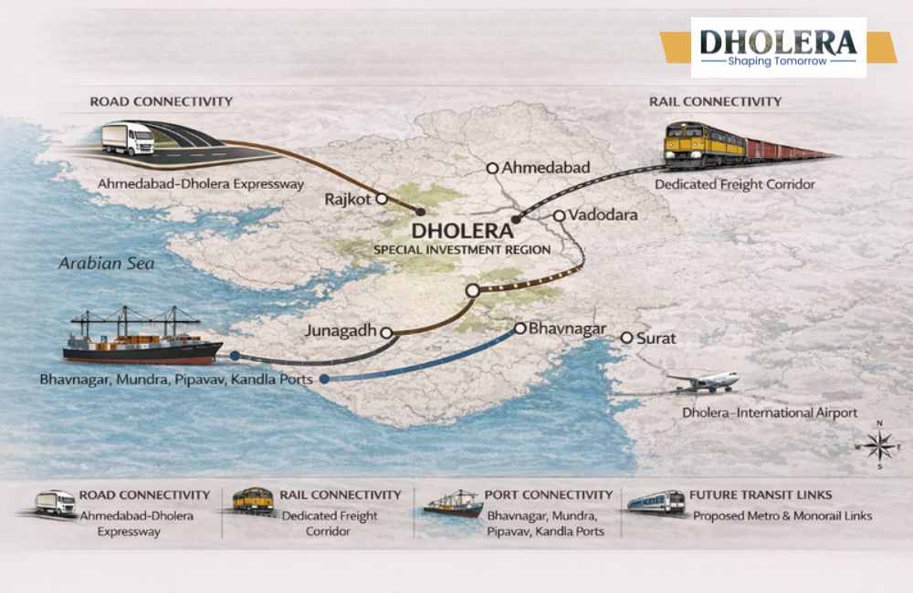 Connectivity Networks Position Dholera SIR as a Multi-Modal Logistics and Trade Hub
