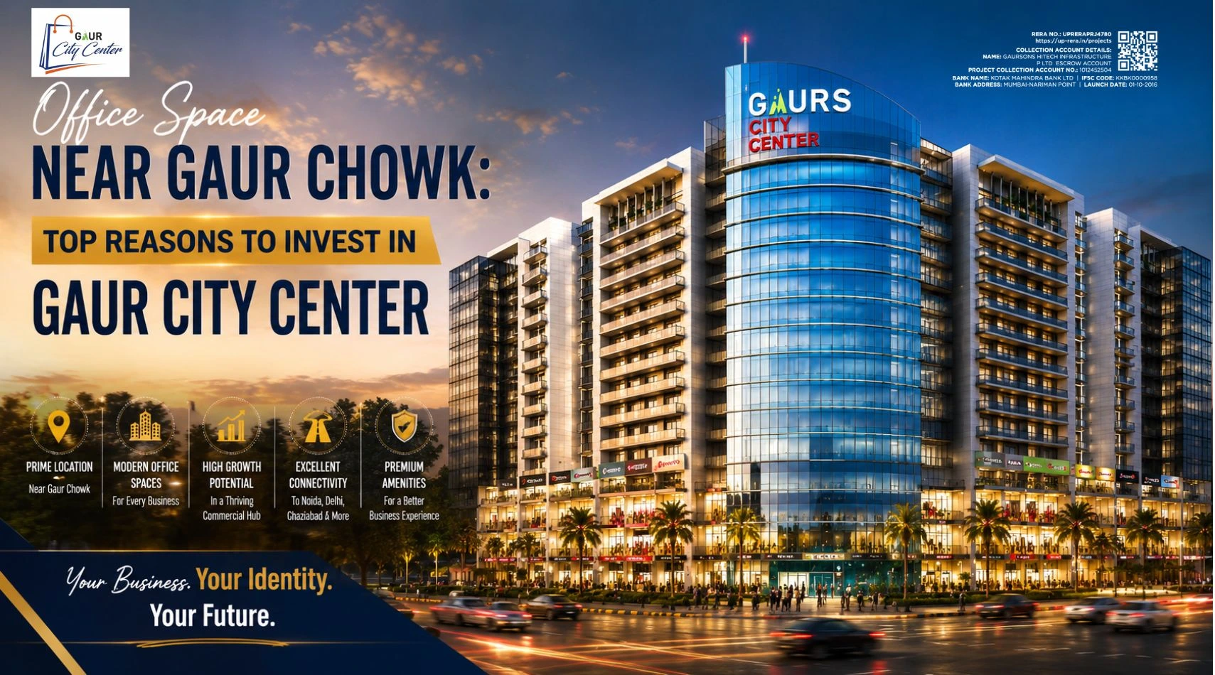 Office Space Near Gaur Chowk: Top Reasons to Invest in Gaur City Center